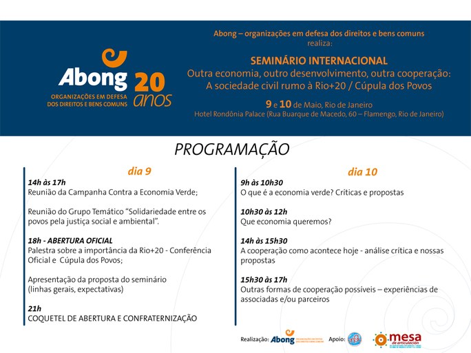 Errata: Seminário internacional será em maio
