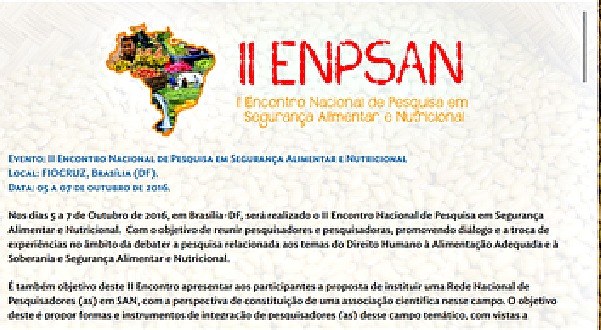 2° Encontro Nacional de Pesquisa em Segurança Alimentar e Nutricional (Enpsan)